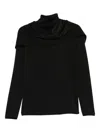Su High-neck Draped Sweater In Black