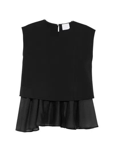 Su Layered Ruffled Blouse In Black