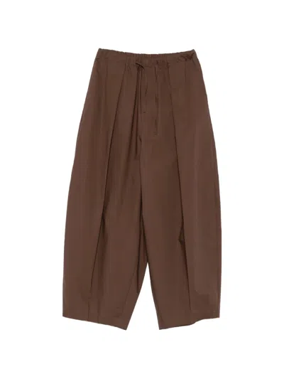Su Pleated Drawstring Palazzo Pants In Brown