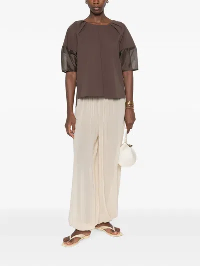 Su Pleated-detail Blouse In Brown