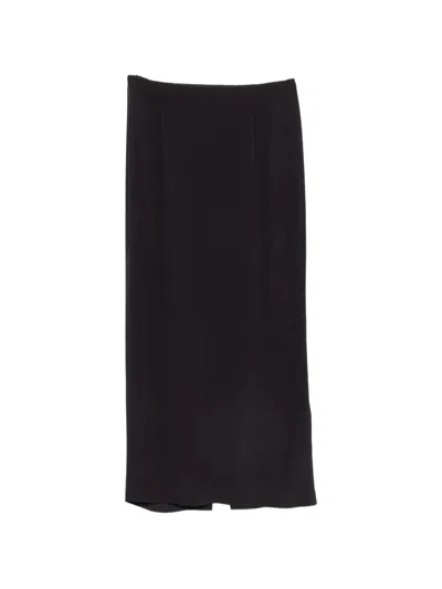 Su Rear-slit Midi Skirt In Black