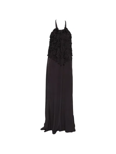 Su Ruffled Halterneck Dress In Black