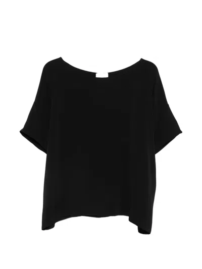 Su Short-sleeve Scoop-neck Top In Black