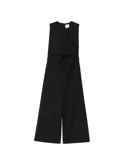 Su Sleeveless Tie-waist Jumpit In Black