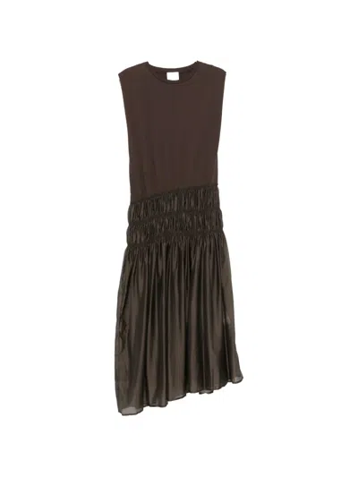 Su Smocked-waist Sleeveless Maxi Dress In Brown