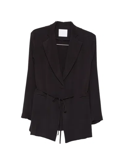 Su Tie-fastening Notched-lapels Blazer In Black