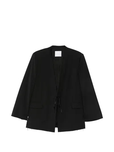 Su Tie-fastening Wrap Blazer In Black