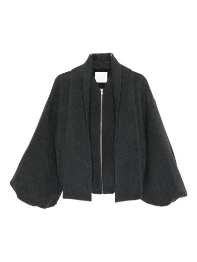 Su Wide-sleeve Zip-up Jacket In Gray