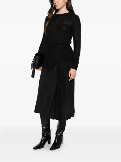 Su Wrap-tie Asymmetric Sweater In Black