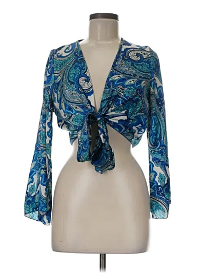 Pre-owned Subdued 3/4 Sleeve Blouse In Blue