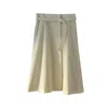 Subin Hahn Women's Neutrals Belted Wrap Skirt In Ivory Corduroy In White