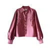 Subin Hahn Women's Pink / Purple Satin Military Blouse In Metallic Pink In Pink/purple