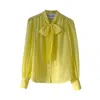 Subin Hahn Women's Yellow / Orange Silk Cotton Bow Blouse In Lemon Yellow In Yellow/orange