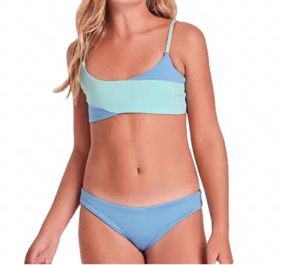 Submarine Kids' Girls' Line Crossed Bikini Set In Acqua In Blue