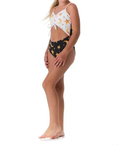 Submarine Kids' Girls' Peek A Boo One Piece In Moonlight Navy In Black