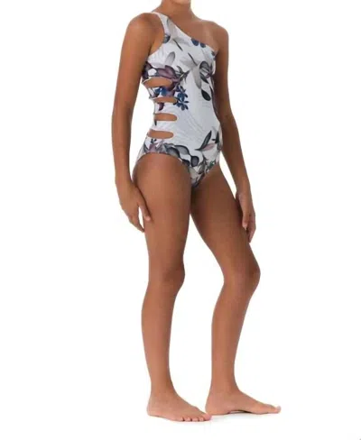 Submarine Kids' Girls' Side Track One-piece In Botanical White In Multi