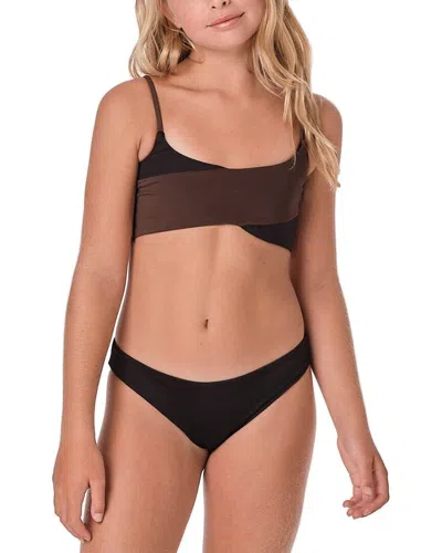 Submarine Kids' Line Crossed Swimwear In Brown