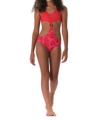 Submarine Kids' Ring Me Up One Piece Swimsuit In Red