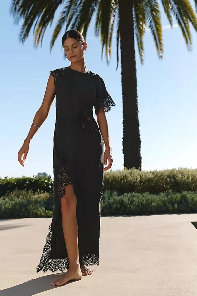 Suboo Carina Lace Asymmetric Maxi Dress In Black