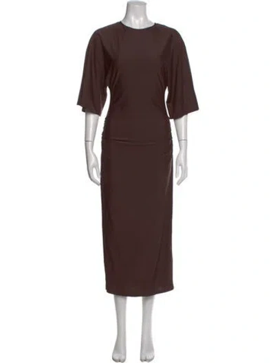 Pre-owned Suboo Crew Neck Long Dress In Brown