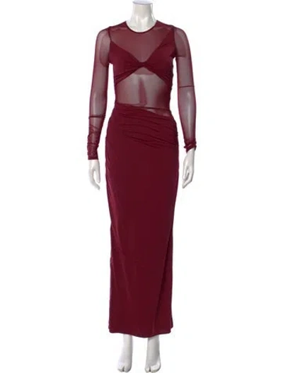 Pre-owned Suboo Crew Neck Long Dress In Burgundy