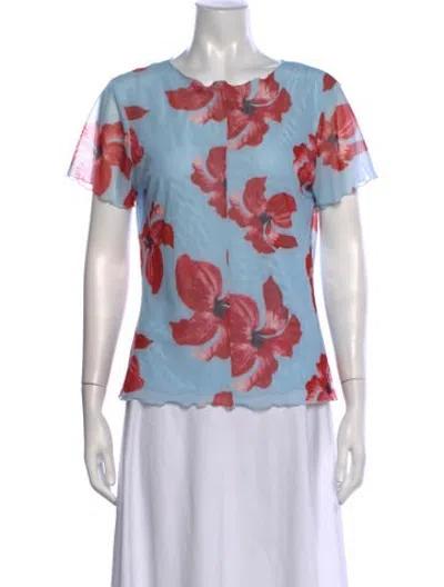 Pre-owned Suboo Floral Print Scoop Neck Top In Multicolor