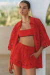 Suboo Florence Eyelet Pull-on Shorts In Red