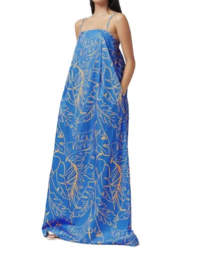 Suboo Gabby Maxi Trapeze Dress In Print In Blue