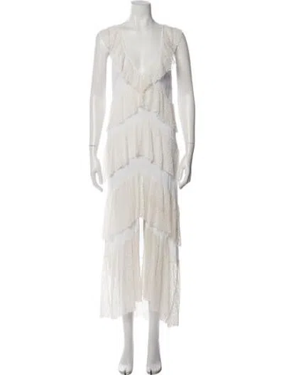 Pre-owned Suboo Lace Pattern Long Dress In Neutrals