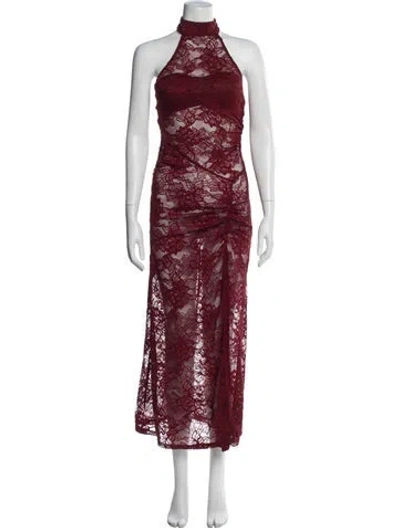 Pre-owned Suboo Lace Pattern Long Dress In Red