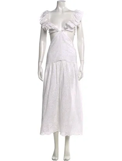 Pre-owned Suboo Lace Pattern Long Dress In White