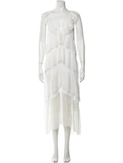 Pre-owned Suboo Lace Pattern Long Dress In White