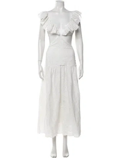 Pre-owned Suboo Lace Pattern Midi Length Dress In White
