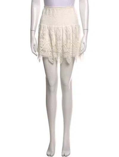 Pre-owned Suboo Lace Pattern Mini Skirt In White