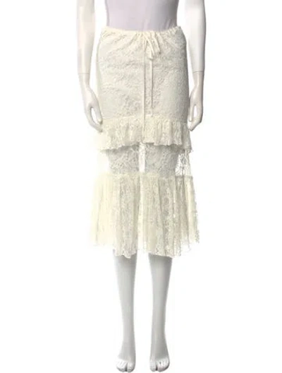 Pre-owned Suboo Lace Trim Embellishment Midi Length Skirt In Neutral
