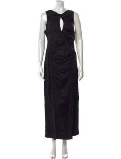 Pre-owned Suboo Linen Long Dress In Black