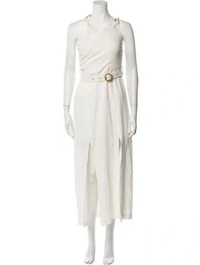 Pre-owned Suboo Linen Long Dress In White
