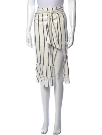 Pre-owned Suboo Linen Midi Length Skirt In White