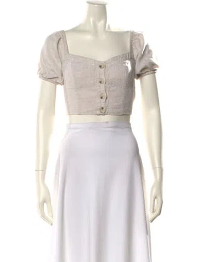 Pre-owned Suboo Linen Square Neckline Crop Top In Neutral