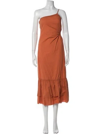 Pre-owned Suboo One-shoulder Midi Length Dress In Orange