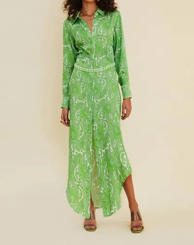 Suboo Orbit Waist Detail Midi Shirt Dress In Neon In Green