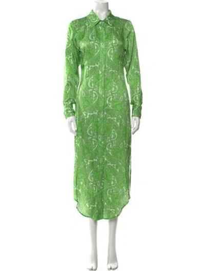 Pre-owned Suboo Paisley Print Long Dress W/ Tags In Green