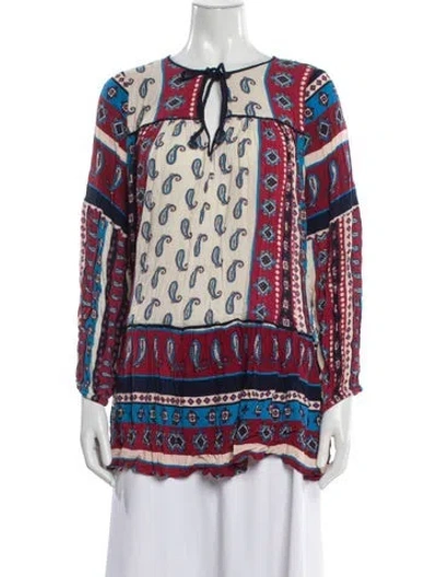 Pre-owned Suboo Paisley Print Tie Neck Tunic In Multi