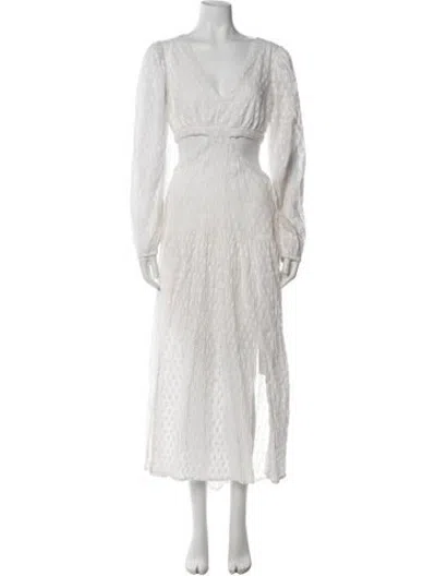 Pre-owned Suboo Patterned Long Dress In White