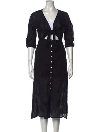 Pre-owned Suboo Patterned Midi Length Dress In Black