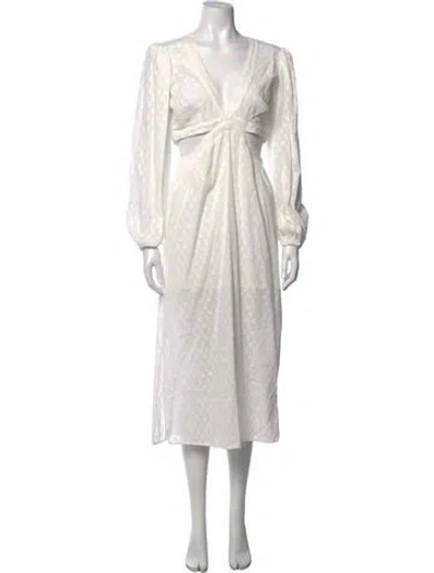 Pre-owned Suboo Patterned Midi Length Dress In White