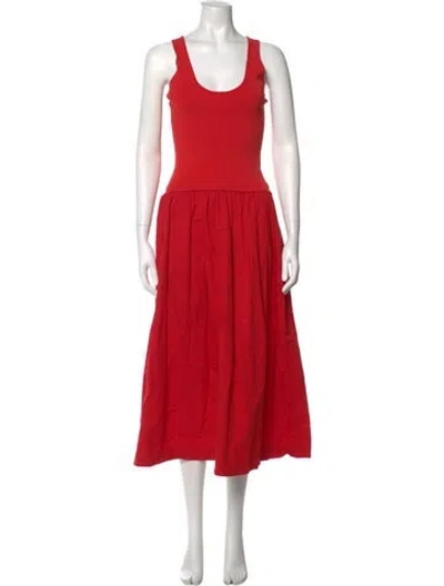 Pre-owned Suboo Scoop Neck Long Dress In Red