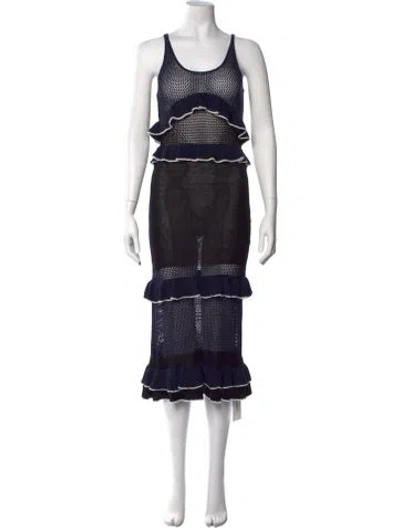 Pre-owned Suboo Scoop Neck Midi Length Dress In Blue