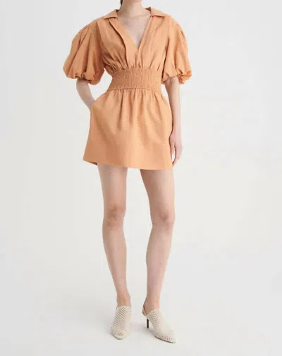 Suboo Skylar Shirred Waist Mini Dress In Tan In Gray