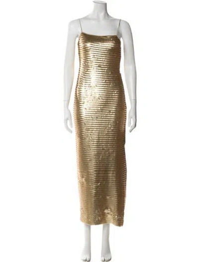 Pre-owned Suboo Square Neckline Long Dress In Gold